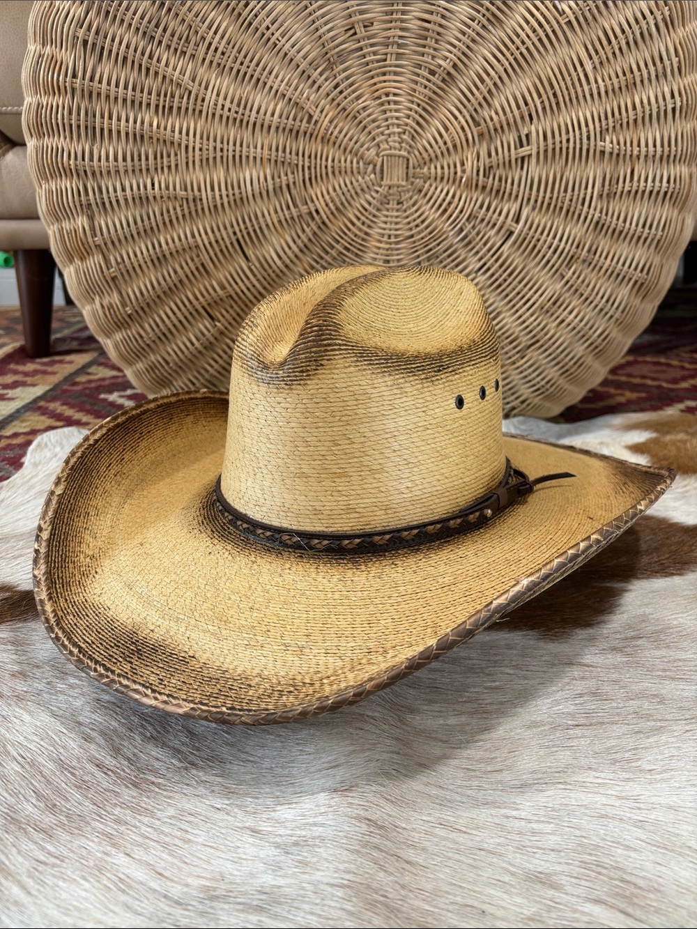 Resistol Jason aldean palm leaf straw, cowboy hat, Georgia boy size medium